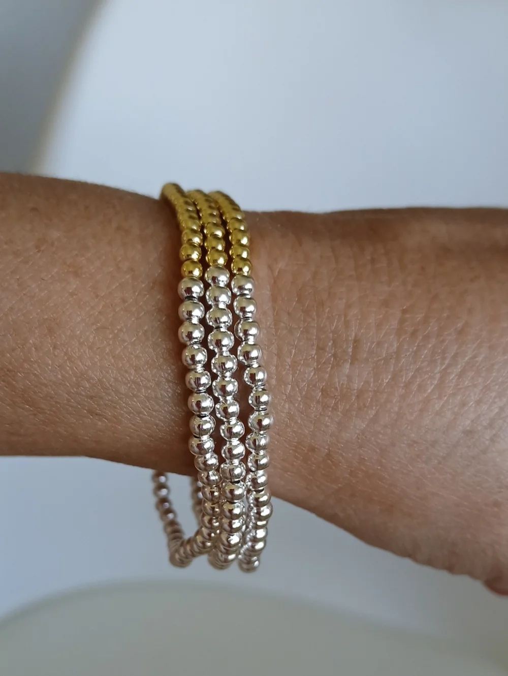 Set Of 3 14k Goldfilled  and Silver Beaded Bracelets - Women Jewelry Nwt